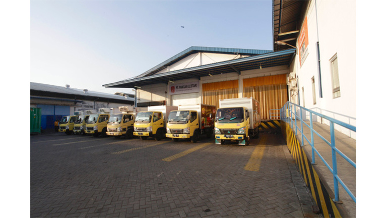 Distribution center and trucks of Pangan Lestari